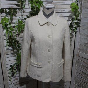 talbots wool blend ivory peacoat button up